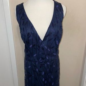 Plus size navy blue prom dress
